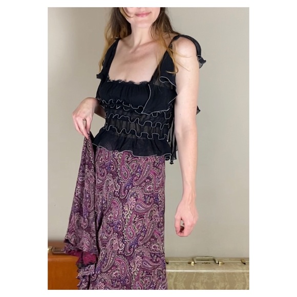 Max Studio Black Silk Ruffled Tank Top - Picture 4 of 8